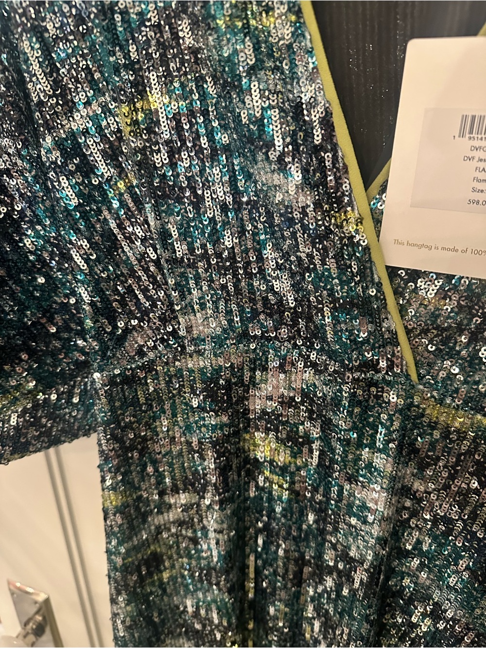 Diane Von Furstenberg Sequin Maxi Dress in Green - Picture 5 of 6